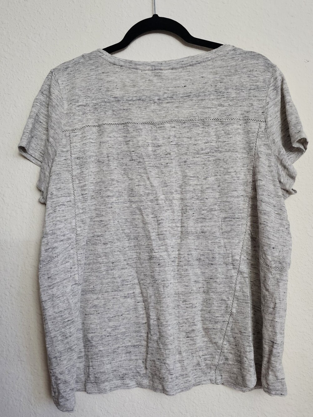 Lucy & Laurel Gray 100% Linen Knit Short Sleeve Scoop Neck T-Shirt Size XL - Picture 3 of 6